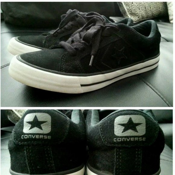BLACK LEATHER CONVERSE ALL STAR SNEAKERS - Picture 3 of 6